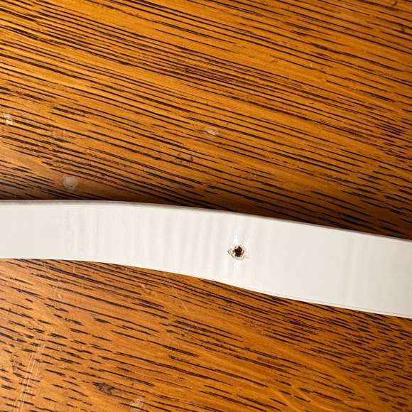 J Crew Cream Patent Leather Gold Square Buckle Belt Classic Skinny 3/4” 39” GUC - Picture 7 of 10